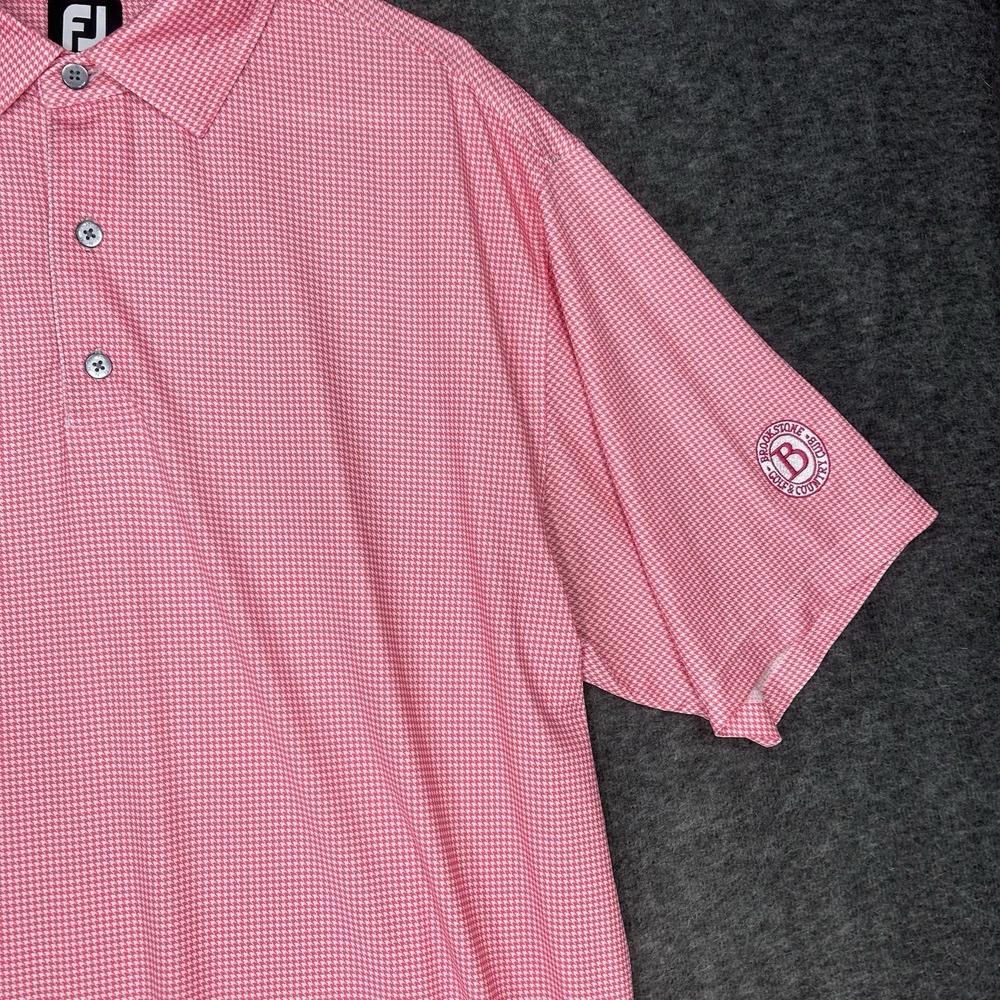 FootJoy Golf Polo Shirt Mens Large Pink White Houndstooth Brookstone Golf‎ & CC - Picture 3 of 12